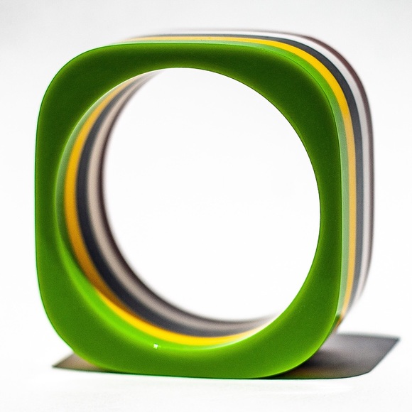 HANDMADE Mod Vntg Repr Square Chunky Bangle—1left! - Picture 4 of 8